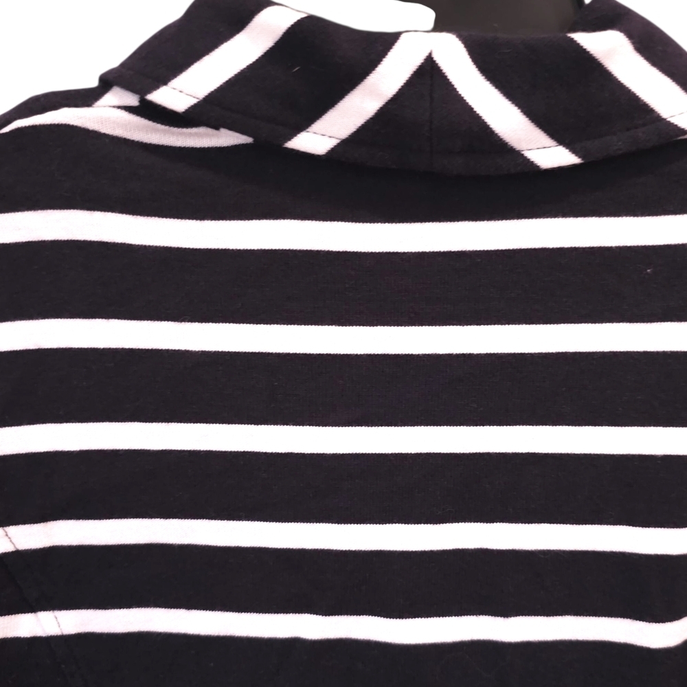 Talbots Navy and White Striped Off Center Zip Jacket - Picture 4 of 9